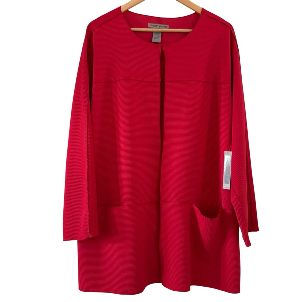 Sharon Young Lightweight Cardigan Red Haute NWT S18401JM NEW Women’s Size XL